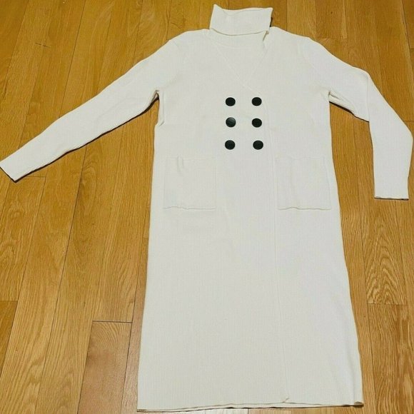 Womens Junees EPIK Ribbed White/Ivory Turtleneck Sweater Dress Size M - Picture 1 of 3